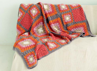 Anleitung Decke Granny Square Merino Aran 