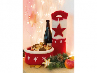 Anleitung Filzwolle Uni Weihnachten Flaschentasche und Körbchen 