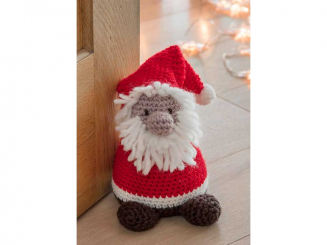 Anleitung Filzwolle Uni Türstopper Weihnachtsmann 