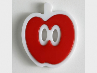 Apfelknopf 2-loch - Größe: 25mm - Farbe: rot - Art.Nr. 330775 