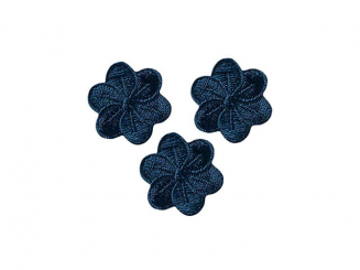 Applikation Blumen, dunkelblau 3St. Aufbügeln u. Aufkleben xMidi cm 