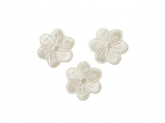 Applikation Blumen, gebrochenes Weiß 3St. ø 23 mm 