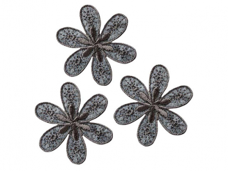 Applikation Blumen, grau 3 St. Aufbügeln u. Aufkleben xBasic cm 