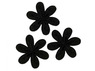 Applikation Blumen, schwarz 3 St. Aufbügeln u. Aufkleben xBasic cm 
