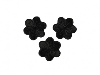 Applikation Blumen, schwarz 3St. Aufbügeln u. Aufkleben xMidi cm 