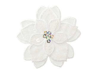 Applikation Blumen, weiss 6 cmm 