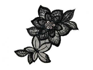 Applikation Blumenornament, schwarz Aufbügeln xBasic cm 