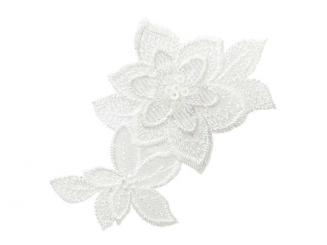 Applikation Blumenornament, weiß Aufbügeln xBasic cm 