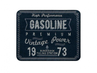 Applikation Gasoline 1973, Blau Aufbügeln xMidi cm 