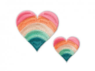 Applikation Herzen Regenbogen 2 Stk. Aufbügeln u. Aufkleben midi 
