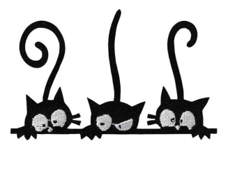 Applikation Katzen schwarz Aufbügeln u. Aufkleben 