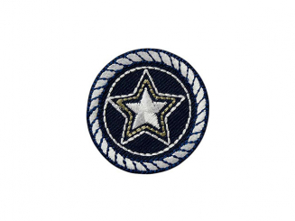 Applikation Kreis m. Stern Maritim Aufbügeln u. Aufkleben xMini cm 