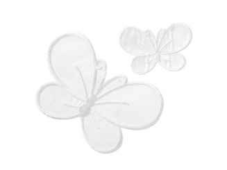 Applikation Schmetterling, weiß 2St. Satin 9,0 x 6,0 cm 