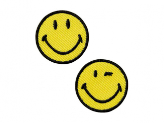 Applikation Smiley© "classic" 2 St. Aufbügeln u. Aufkleben xMini cm 