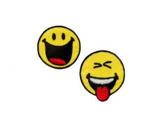 Applikation Smiley© "funny" 2 St. klein Aufbügeln u. Aufkleben xMini 