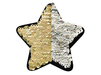 Applikation Stern gold/silber Wende-Pailletten 8,0 x 8,0 cm 