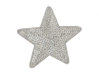 Applikation Stern Pailetten grau 5,5 cm 