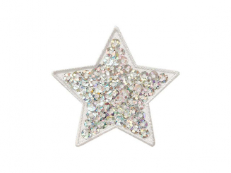 Applikation Stern, Pailletten, silber Ø 5 cm 4,8 x 4,8 cm 