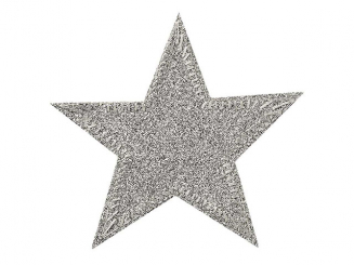 Applikation Stern, silber, Glitzer Aufbügeln u. Aufkleben xBasic cm 