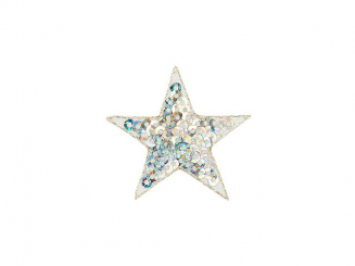 Applikation Stern, silber Pailletten Aufbügeln u. Aufkleben 