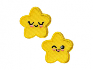 Applikation Sterne lächelnd 2er Set Aufbügeln xMini cm 
