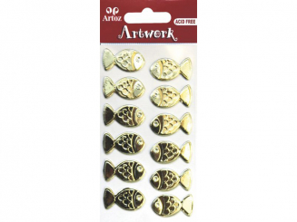 Art-Work: Fisch gross gold-Stickers, handmade 