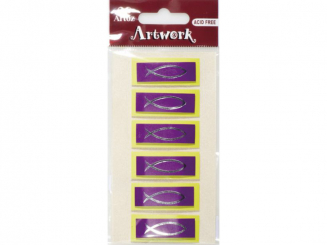 Art-Work: Fisch grün magenta-Stickers, handmade 