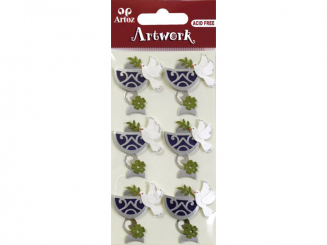 Art-Work: Kelch blau und Taube-Stickers, handmade 