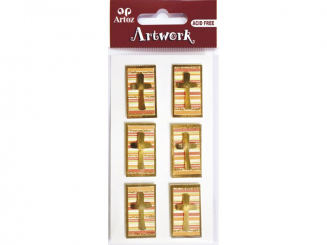 Art-Work: Kreuz o. m. Hintergrund-Stickers, handmade 