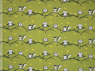 Baumwolle  Elasthan Eulen, schlamm 