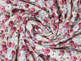 Baumwolle Flowers/Patchwork Blumen rot-beige 