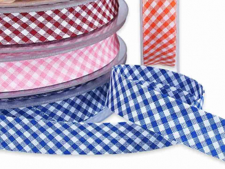 Baumwollschrägband  18 mm breit Wichy karo 