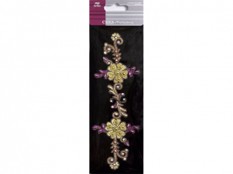 Crea Motion L: Blume gelb lila-Stickers, handmade 220x78mm 