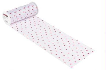 Design-Crackle-Vlies Herzen, 20 cm breit, rot/weiss 