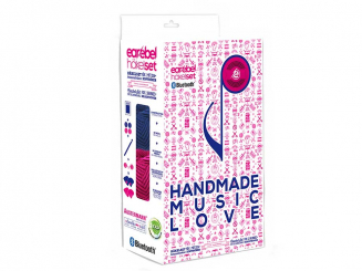 earebel Mützenhäkelset mit Bluetooth Kopfhörer + Kabel in marine/pink 