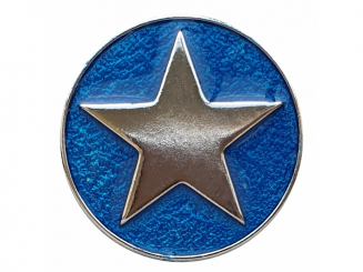 emailierter Sternenknöpf Vollmetall mit Öse - Größe: 20mm - Farbe: blau 