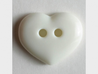 glänzender Herzknopf - Größe: 15mm - Farbe: weiß - Art.Nr. 211452 