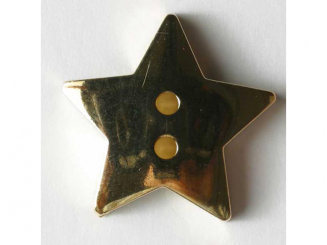Goldener Stern, Kunststoffknopf metallisiert - Größe: 15mm - Farbe: 