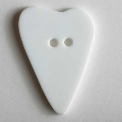 Herzknopf, asymmetrische Form, 2-Loch - Größe: 15mm - Farbe: weiß - 