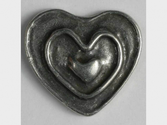 Herzknopf, vollmetall mit Doppelrand und Öse - Größe: 18mm - Farbe: 
