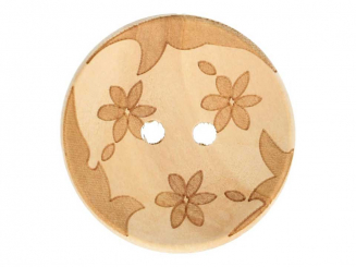 Holzknopf gelasert Blumenmotiv 30 mm 