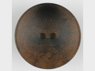 Holzknopf, Oberfläche mit Rost ähnelnder Patina, rund, 2 loch - 