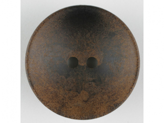 Holzknopf, Oberfläche mit Rost ähnelnder Patina, rund, 2 loch - 