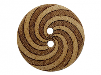 Holzknopf rund mit Muster und 2 Löchern - Größe: 18mm - Farbe: braun 