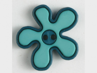 hübscher Blumenknopf mit farbiger Umrandung, 2-loch - Größe: 20mm - 
