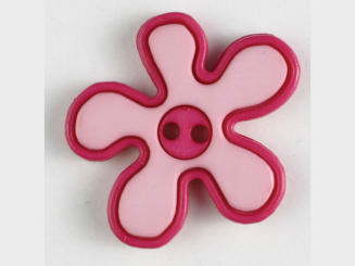 hübscher Blumenknopf mit farbiger Umrandung, 2-loch - Größe: 20mm - 