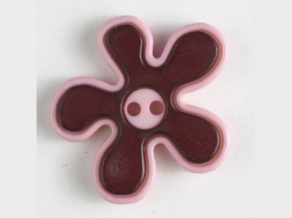 hübscher Blumenknopf mit farbiger Umrandung, 2-loch - Größe: 20mm - 