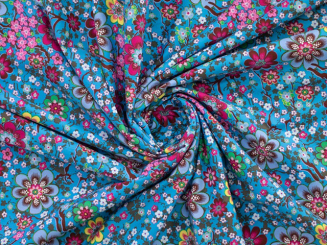 Jersey Stoff bedruckt Blumenmotiv 