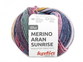 Katia Merino Aran Sunrise Farbe 306 fuchsia-blau-ocker