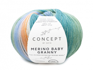 Katia Merino Baby Granny Farbe 501 grün-hellhimmelblau-orange Farbe Grün-Hellhimmelblau-Orange